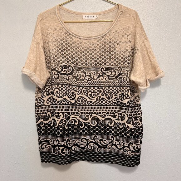 Velvet By Graham & Spencer Pattern Short Sleeve Top Women's M - Picture 1 of 5
